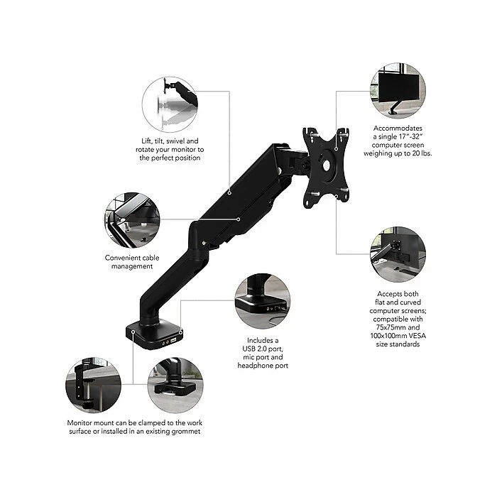 Bush Business Furniture Hybrid 72" W Computer Desk Set with Hutch, Mobile File Cabinet & Monitor Arm - Storm Gray 3 Bush Business Furniture Hybrid 72" W Computer Desk Set with Hutch, Mobile File Cabinet & Monitor Arm - Storm Gray - Image 3
