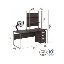 Bush Business Furniture Hybrid 72" W Computer Desk Set with Hutch, Mobile File Cabinet & Monitor Arm - Storm Gray 10 Bush Business Furniture Hybrid 72" W Computer Desk Set with Hutch, Mobile File Cabinet & Monitor Arm - Storm Gray -Computer Office Desks Shop unnamed file 3205