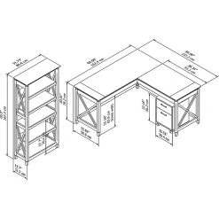 Bush Furniture Key West 60W L-Shaped Desk with 2-Drawer Mobile File Cabinet & 5-Shelf Bookcase in Pure White Oak -Computer Office Desks Shop unnamed file 3213
