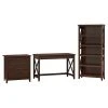 Bush Furniture Key West 48W Writing Desk with 2-Drawer Lateral File Cabinet & 5-Shelf Bookcase – Bing Cherry (KWS004BC)