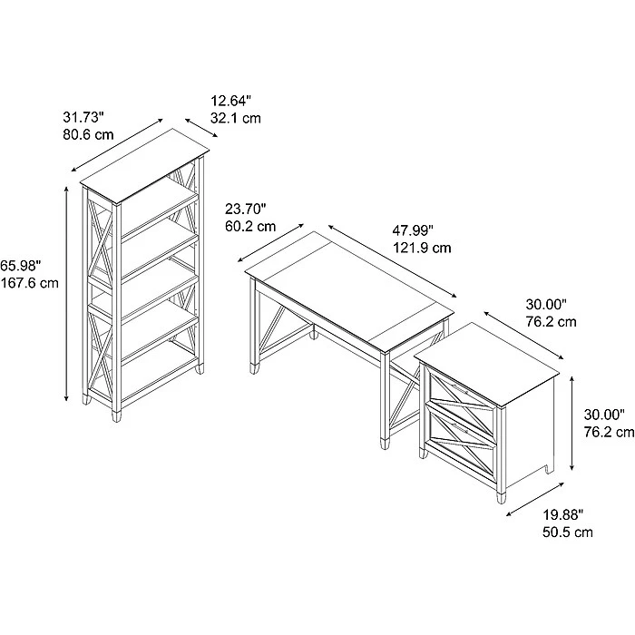 Bush Furniture Key West 48W Writing Desk with 2-Drawer Lateral File Cabinet & 5-Shelf Bookcase – Bing Cherry (KWS004BC) 5 Bush Furniture Key West 48W Writing Desk with 2-Drawer Lateral File Cabinet & 5-Shelf Bookcase – Bing Cherry (KWS004BC) - Image 5