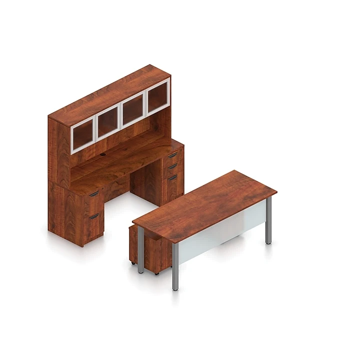 Offices To Go Superior 71" Workstation Desk Bundle, American Dark Cherry (TDOTG20-ADC) - Laminate Office Furniture 1 Offices To Go Superior 71" Workstation Desk Bundle, American Dark Cherry (TDOTG20-ADC) - Laminate Office Furniture