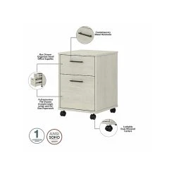 Bush Furniture Key West 60" L-Shaped Desk with 2-Drawer Mobile File Cabinet & 5-Shelf Bookcase - Linen White Oak (KWS016LW) -Computer Office Desks Shop unnamed file 3252