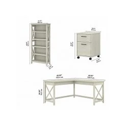 Bush Furniture Key West 60" L-Shaped Desk with 2-Drawer Mobile File Cabinet & 5-Shelf Bookcase - Linen White Oak (KWS016LW) -Computer Office Desks Shop unnamed file 3253