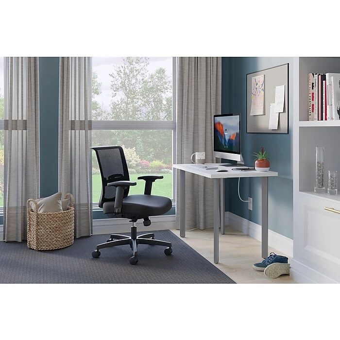 HON Coze 42" Table Desk With Convergence Task Chair | Designer White/Silver/Black | Laminate Surface | HCZ42DWPCNVCU10 9 HON Coze 42" Table Desk With Convergence Task Chair | Designer White/Silver/Black | Laminate Surface | HCZ42DWPCNVCU10 - Image 9