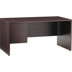 Global Genoa 60"W Single Pedestal Desk in Dark Espresso – Stylish Laminate Office Furniture