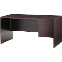 Global Genoa Series Single Pedestal Desk in Dark Espresso - Elegant Laminate Design (Model TDG3060SPRDES)