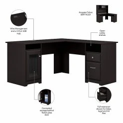 Bush Furniture Cabot 60W L-Shaped Computer Desk with Hutch in Espresso Oak | Space-Saving Laminate Office Desk -Computer Office Desks Shop unnamed file 3372