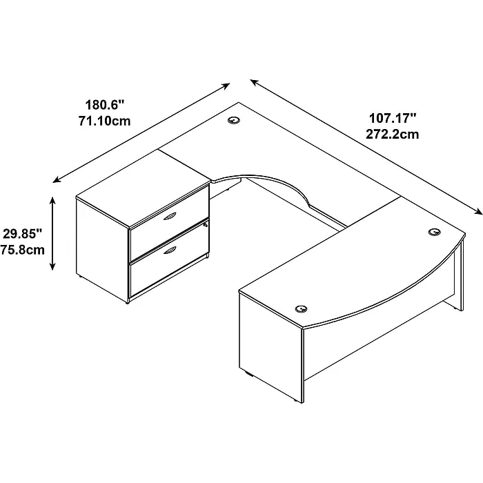 Bush Business Furniture Westfield Bow Front L-Shaped Desk with Lateral File Cabinet - Hansen Cherry (SRC019HCLSU) 4 Bush Business Furniture Westfield Bow Front L-Shaped Desk with Lateral File Cabinet - Hansen Cherry (SRC019HCLSU) - Image 4