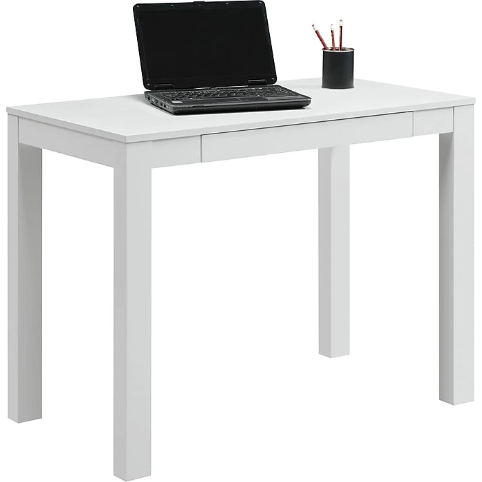 Ameriwood Home Parsons 39"W White Laminate Desk with Drawer | Space-Saving Office Furniture 1 Ameriwood Home Parsons 39"W White Laminate Desk with Drawer | Space-Saving Office Furniture