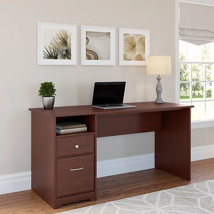 Bush Furniture Cabot 60W Computer Desk With Drawers, Harvest Cherry (WC31460-03) - Durable Laminate Desk for Home & Office 2 Bush Furniture Cabot 60W Computer Desk With Drawers, Harvest Cherry (WC31460-03) - Durable Laminate Desk for Home & Office - Image 2