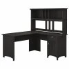 Bush Furniture Salinas 60W L-Shaped Desk with Hutch in Vintage Black - Compact & Stylish Workspace Solution