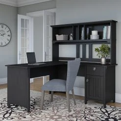 Bush Furniture Salinas 60W L-Shaped Desk with Hutch in Vintage Black - Compact & Stylish Workspace Solution -Computer Office Desks Shop unnamed file 3430