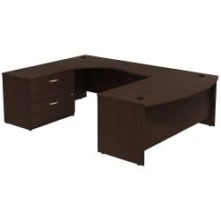 Bush Business Furniture Westfield Left Handed U-Shaped Desk with Lateral File Cabinet, Mocha Cherry (SRC019MRLSU) - Premium Laminate Office Furniture