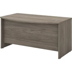Bush Business Furniture Studio C 60W x 36D Bow Front Desk in Modern Hickory | Durable Laminate Office Desk