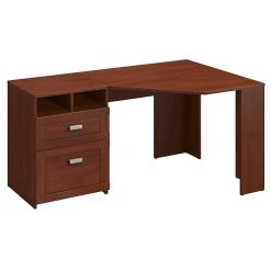 Bush Furniture Wheaton Reversible Corner Desk, Hansen Cherry - Space-Saving Laminate Desk