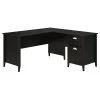 Kathy Ireland® Home By Bush Furniture Connecticut 60W L-Shaped Desk, Black Suede Oak (KI40101-03) - Durable Laminate Office Desk