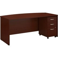 Bush Business Furniture Series C 72"W Bow Front Desk with Mobile File Cabinet in Mahogany - SRC079MASU