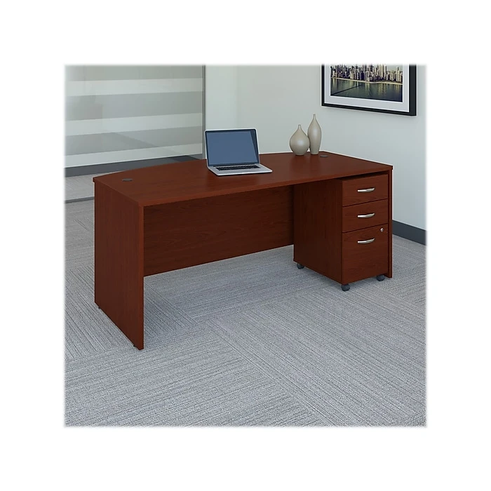 Bush Business Furniture Series C 72"W Bow Front Desk with Mobile File Cabinet in Mahogany - SRC079MASU 2 Bush Business Furniture Series C 72"W Bow Front Desk with Mobile File Cabinet in Mahogany - SRC079MASU - Image 2