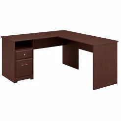 Bush Furniture Cabot 60W L-Shaped Computer Desk with Drawers, Harvest Cherry - Durable Laminate Workspace