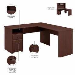 Bush Furniture Cabot 60W L-Shaped Computer Desk with Drawers, Harvest Cherry - Durable Laminate Workspace -Computer Office Desks Shop unnamed file 3527