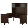 Bush Furniture Somerset 60W L-Shaped Desk with Hutch in Mocha Cherry - Stylish & Functional Laminate Office Furniture
