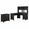 Bush Furniture Salinas 60W L-Shaped Desk with Hutch & Lateral File Cabinet in Vintage Black - SAL005VB