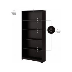 Bush Furniture Cabot 60"W L-Shaped Computer Desk with Hutch and 5-Shelf Bookcase, Espresso Oak -Computer Office Desks Shop unnamed file 3589