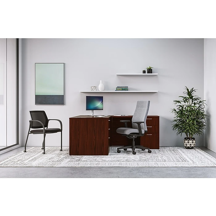 HON Mod 60"W L-Shaped Workstation in Traditional Mahogany - HLPL6072LDESK2BBFTM1 2 HON Mod 60"W L-Shaped Workstation in Traditional Mahogany - HLPL6072LDESK2BBFTM1 - Image 2