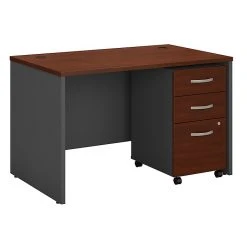 Bush Business Furniture Westfield 48W x 30D Laminate Office Desk with Mobile File Cabinet - Hansen Cherry
