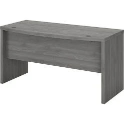 Office By Kathy Ireland® Echo 60"W Bow Front Desk, Modern Gray (KI60405-03) - Stylish Laminate Office Furniture
