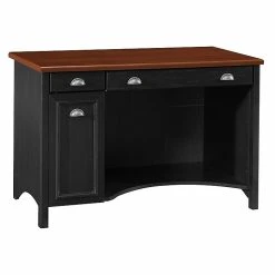 Bush Furniture Fairview 48W Computer Desk with Drawers - Antique Black & Hansen Cherry (WC53918-03) | Durable Laminate Desk
