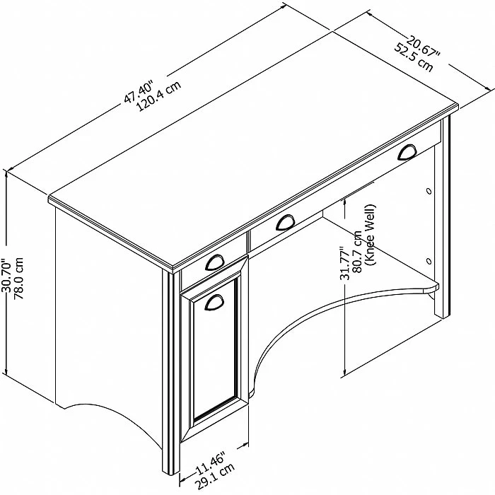 Bush Furniture Fairview 48W Computer Desk with Drawers - Antique Black & Hansen Cherry (WC53918-03) | Durable Laminate Desk 4 Bush Furniture Fairview 48W Computer Desk with Drawers - Antique Black & Hansen Cherry (WC53918-03) | Durable Laminate Desk - Image 4