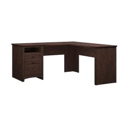 Bush Furniture Buena Vista 60W L-Desk in Madison Cherry - Stylish Laminate Workspace (MY13830-03)