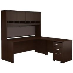 Bush Business Furniture Westfield 72W L-Shaped Desk with Hutch & Mobile File Cabinet, Mocha Cherry (SRC0018MRSU) – Durable Laminate Workspace
