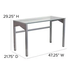Flash Furniture 47" Glass Computer Desk - Clear/Silver, Modern Design (NANYLCD1219) -Computer Office Desks Shop unnamed file 37