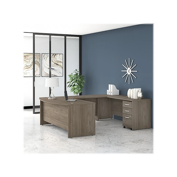 Bush Business Furniture Studio C 72W X 36D U Shaped Desk With Mobile File Cabinet - Modern Hickory 2 Bush Business Furniture Studio C 72W X 36D U Shaped Desk With Mobile File Cabinet - Modern Hickory - Image 2