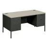 HON Metro Classic 60" Double Pedestal Desk - Gray/Charcoal Laminate (HP3262G2S) | Durable Office Furniture