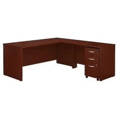 Bush Business Furniture Westfield 72W L-Shaped Desk with 48W Return & Mobile File Cabinet - Mahogany Laminate (SRC001MASU)