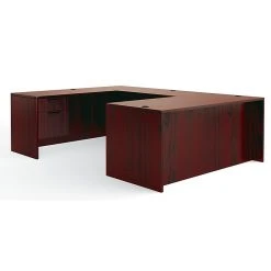 Global Offices To Go Superior Laminate Bundle 1 - American Mahogany Laminate Desk, 66"W x 96"L x 29.5"H