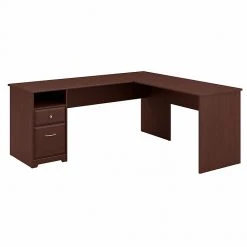 Bush Furniture Cabot 72W L-Shaped Computer Desk with Drawers, Harvest Cherry - Stylish Laminate Office Desk