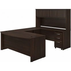 Bush Business Furniture Studio C 72W X 36D U-Shaped Desk with Hutch and Mobile File Cabinet, Black Walnut (STC003BWSUFA)