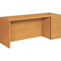 HON® 10700 Series Office Credenza - Laminate, Single, Right, Full-Height Pedestal in Harvest