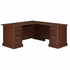 Bush Furniture Saratoga L-Shaped Computer Desk in Harvest Cherry – Space-Saving Office Solution (EX45670-03K)