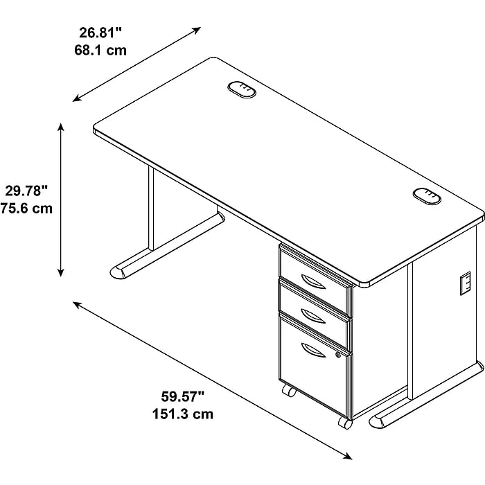 Bush Business Furniture Cubix 60W Bamboo Desk with Mobile File Cabinet, Natural Cherry 5 Bush Business Furniture Cubix 60W Bamboo Desk with Mobile File Cabinet, Natural Cherry - Image 5