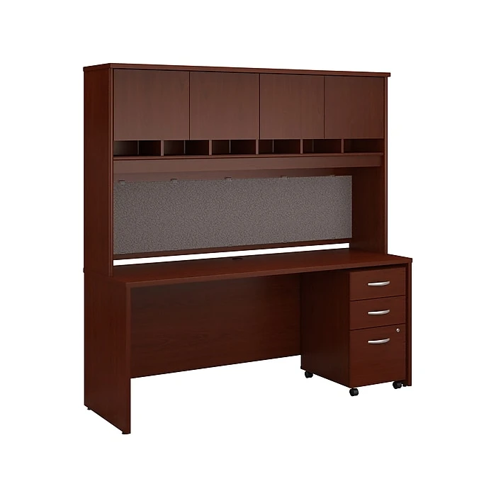 Bush Business Furniture Series C 72"W Office Desk with Hutch and Mobile File Cabinet in Mahogany (SRC081MASU) 1 Bush Business Furniture Series C 72"W Office Desk with Hutch and Mobile File Cabinet in Mahogany (SRC081MASU)