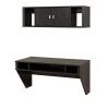 Prepac Designer Floating Desk & Hutch Set in Washed Black - Stylish & Functional Workspace