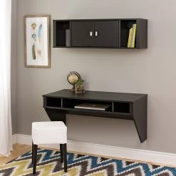Prepac Designer Floating Desk & Hutch Set in Washed Black - Stylish & Functional Workspace -Computer Office Desks Shop unnamed file 4081