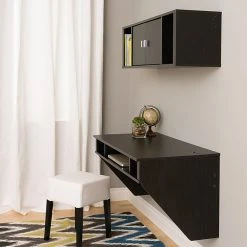 Prepac Designer Floating Desk & Hutch Set in Washed Black - Stylish & Functional Workspace -Computer Office Desks Shop unnamed file 4082