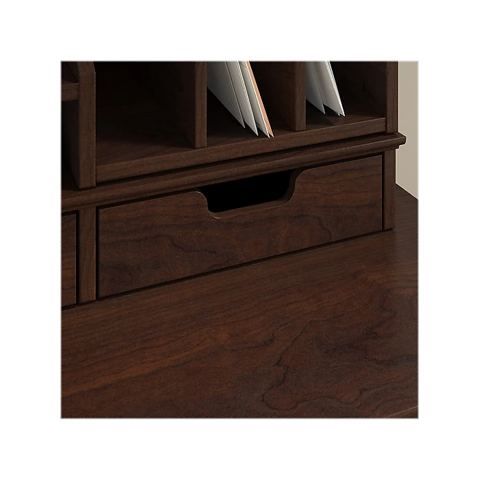 Bush Furniture Key West 60"W L-Shaped Desk with Desktop Organizer - Bing Cherry Laminate Finish 6 Bush Furniture Key West 60"W L-Shaped Desk with Desktop Organizer - Bing Cherry Laminate Finish - Image 6